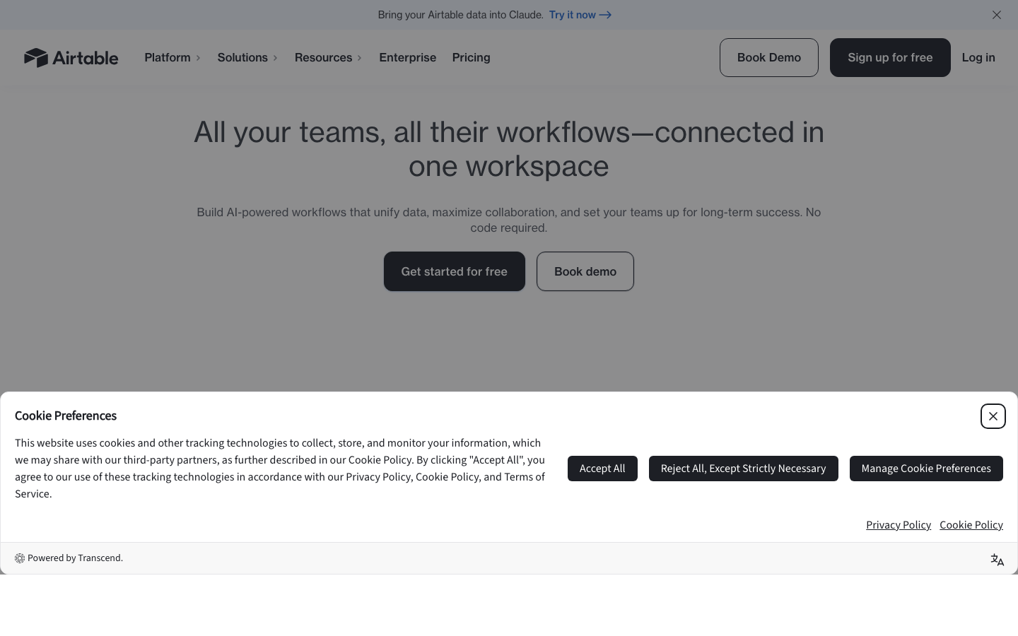 Airtable homepage screenshot