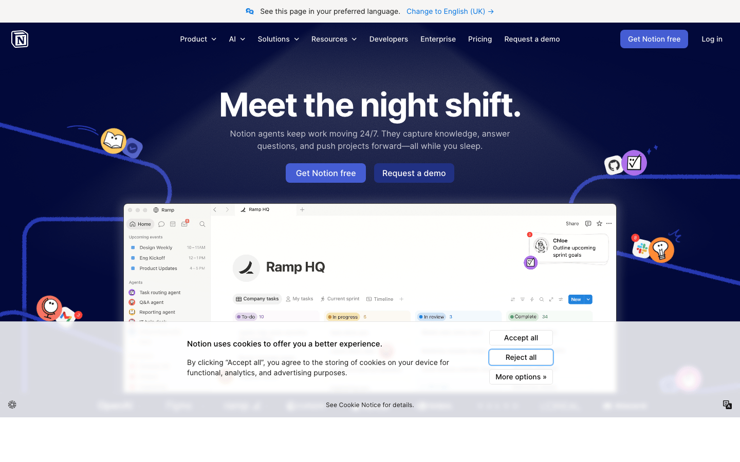 Notion homepage screenshot