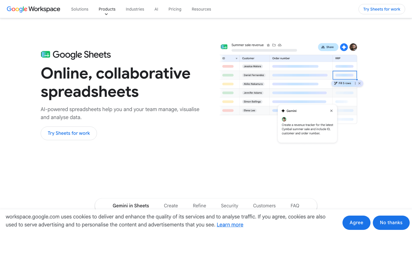 Spreadsheet tracker homepage screenshot